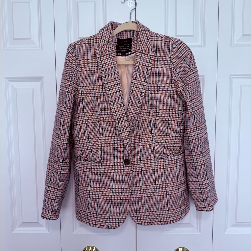 J. Crew Pink Plaid Blazer